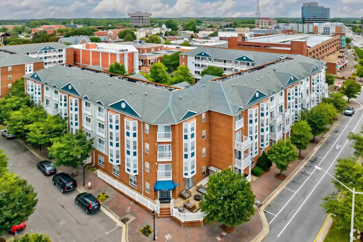 heritage at settlers landing hampton apartments community building aerial view 1